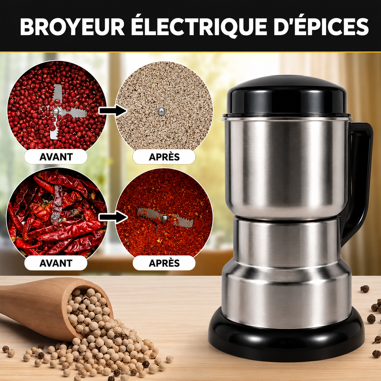 Le Broyeur Haute Précision Inox 500W – Édition Prestige 2026 (Certification Suisse)